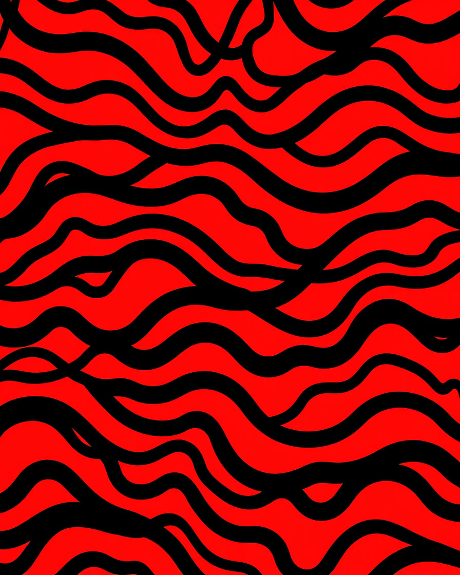 Bold Red Black Wavy Stripes Rug
