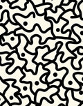 Abstract Black White Organic Pattern Rug