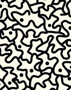 Abstract Black White Organic Pattern Rug