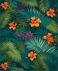 Tropical Bloom Fern Pattern Rug