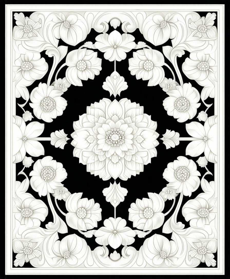 Ornate Floral Mandala Design Rug