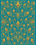 Peacock Feather Pattern Gold Teal Rug
