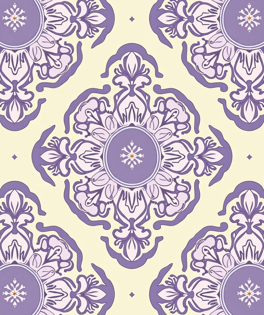Lavender Floral Mandala Pattern Rug