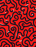 Bold Red Swirl Abstract Curvy Rug