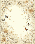 Elegant Floral Butterfly Motif Rug