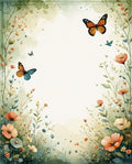 Whimsical Floral Butterflies Watercolor Rug