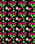 Vibrant Pink Green Floral Snowflake Collage Rug