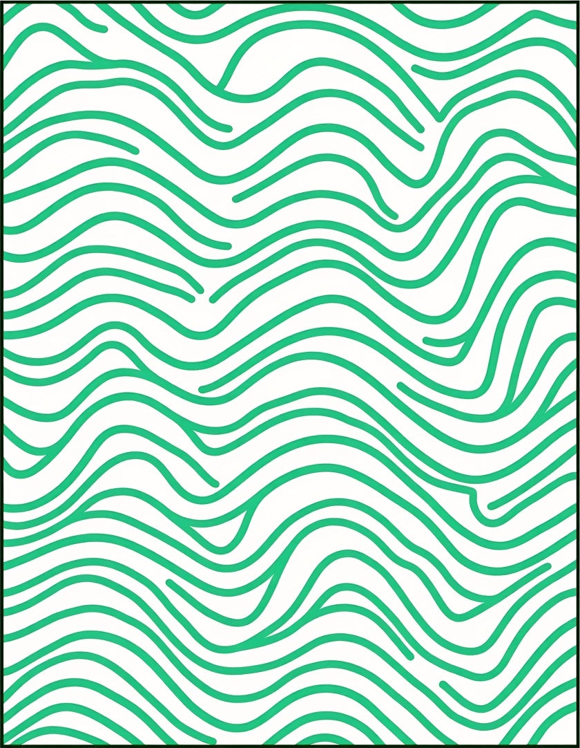 Green Wavy Lines Abstract Rug