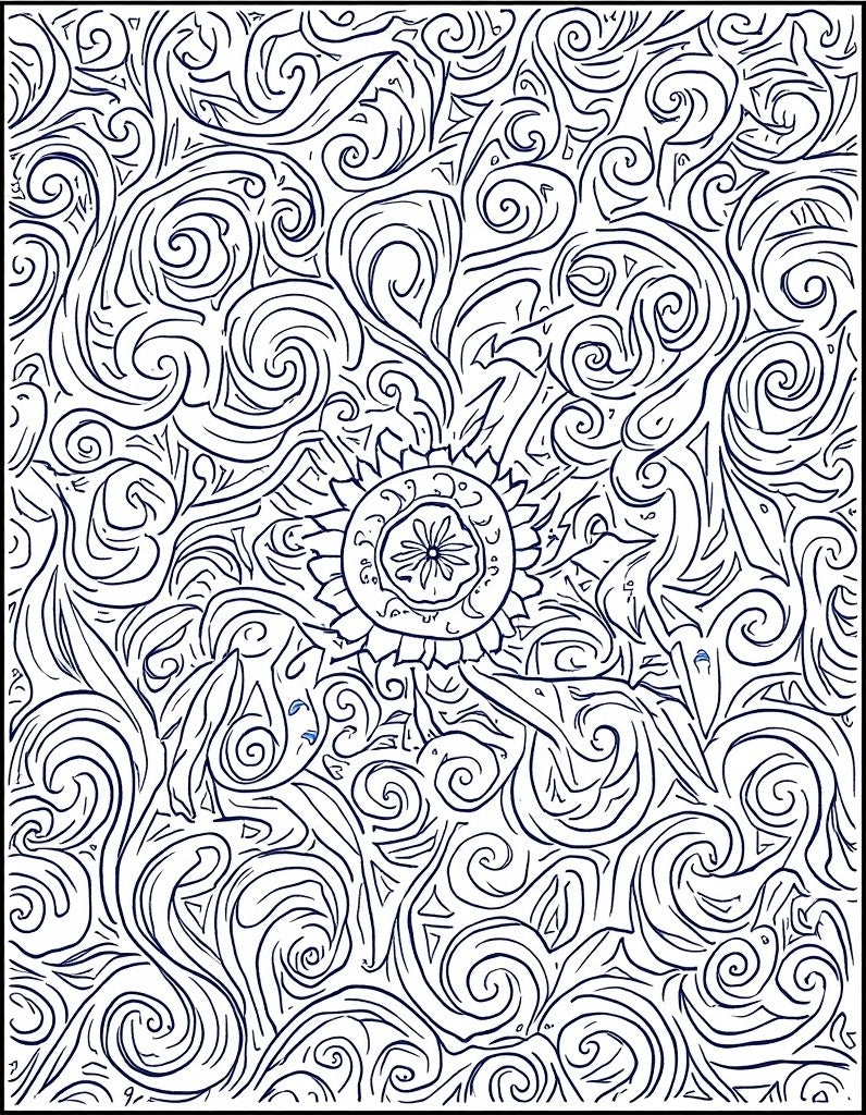 Swirling Floral Abstract Design Rug