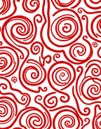 Bold Crimson Swirl Abstract Rug