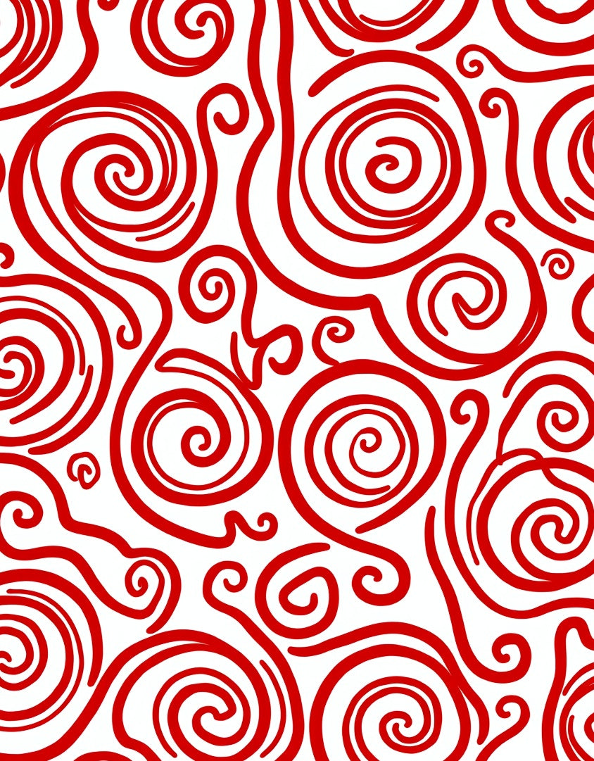 Bold Crimson Swirl Abstract Rug