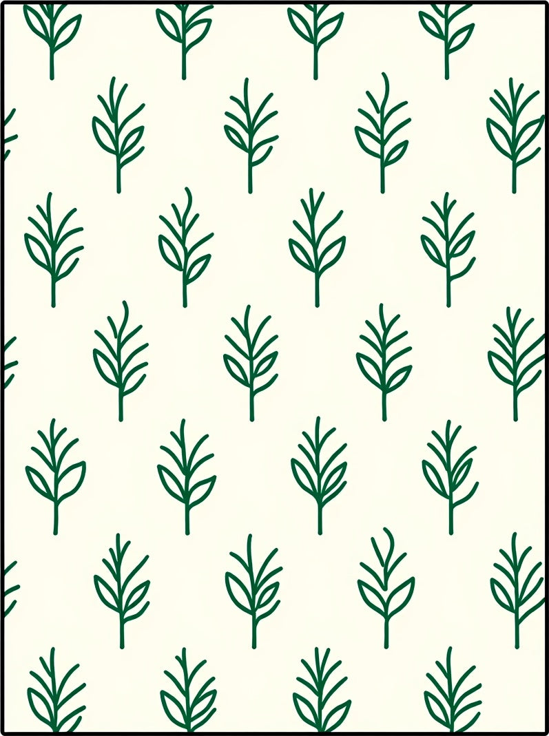 Simple Green Leaf Pattern Rug