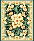 Radiant Yellow Floral Art Nouveau Rug