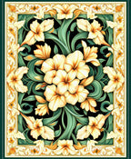 Radiant Yellow Floral Art Nouveau Rug