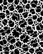 Monochrome Floral Silhouette Pattern Rug
