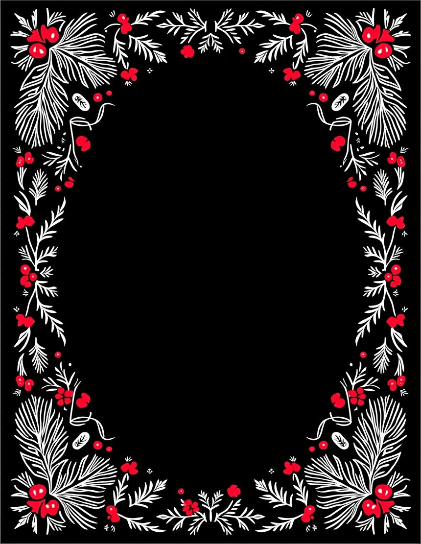 Red Berry White Pine Garlands Rug