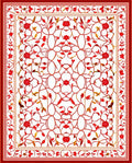 Crimson Floral Vine Symmetric Rug