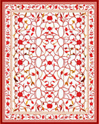 Crimson Floral Vine Symmetric Rug