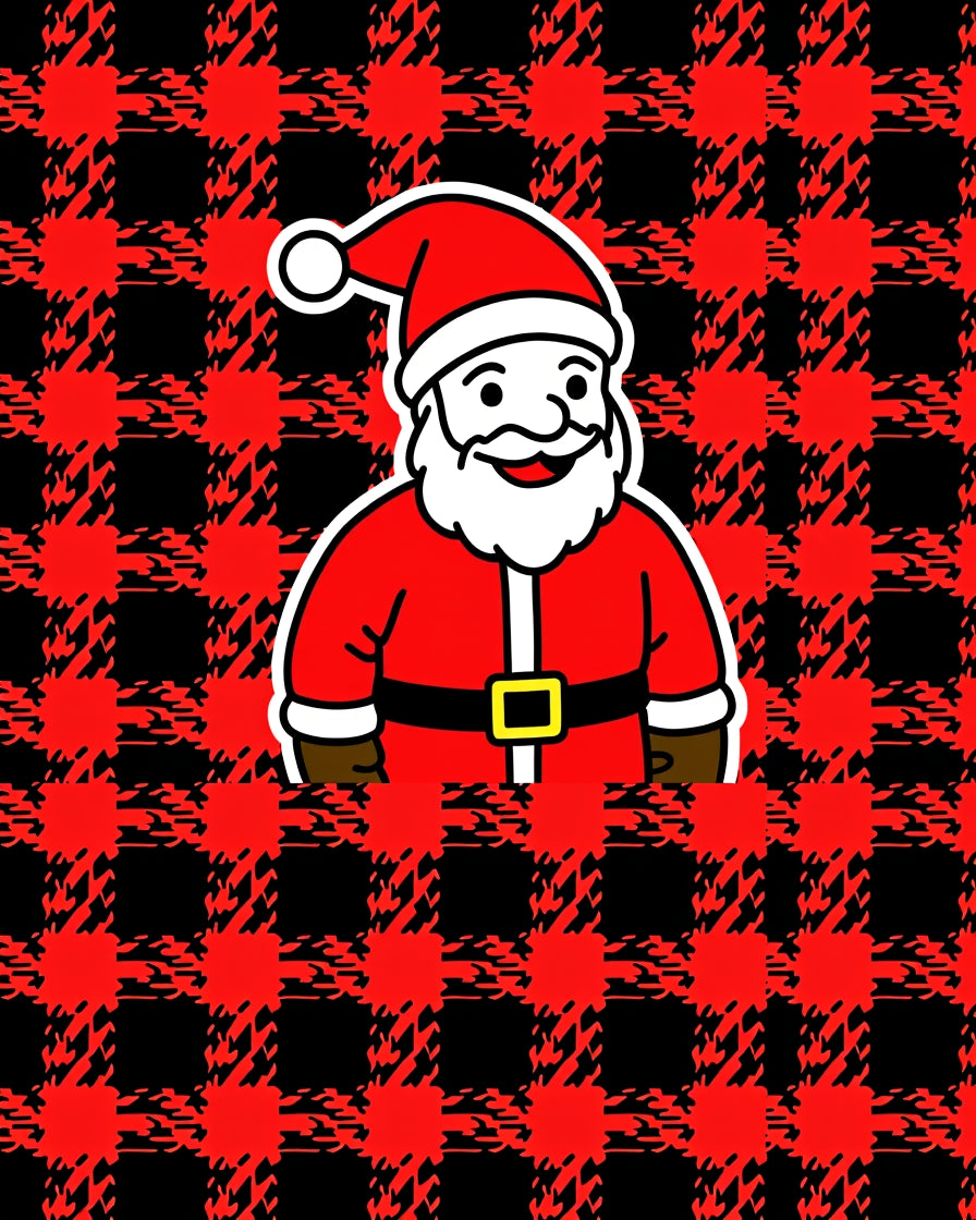 Classic Red Black Plaid Santa Rug