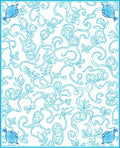 Turquoise Floral Swirl Abstract Pattern Rug