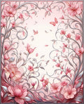 Pink Floral Swirls Butterfly Design Rug