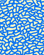 Abstract Blue Cream Intertwined Pattern Rug