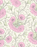 Pink Floral Swirls Pattern Rug