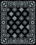 Black White Snowflake Floral Border Rug