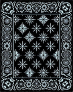 Black White Snowflake Floral Border Rug