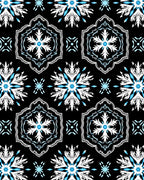 Black and White Blue Starburst Medallion Rug