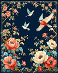 Chinoiserie Birds Blooming Floral Garden Rug