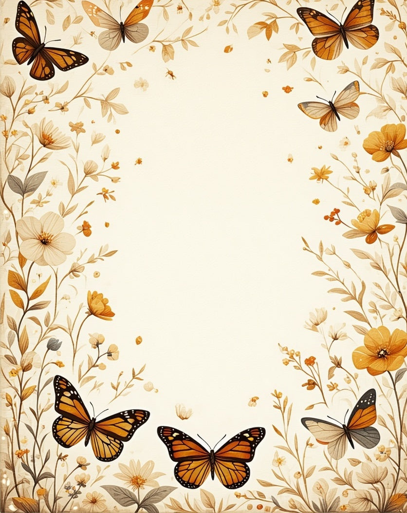 Whimsical Butterfly Floral Print Rug