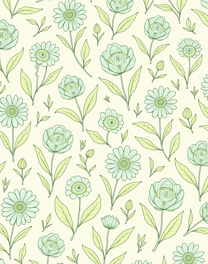Pastel Floral Botanical Sketch Rug