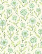 Pastel Floral Botanical Sketch Rug