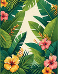 Tropical Greenery With Hibiscus Flowers Rug