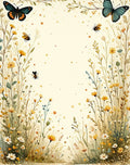Whimsical Garden Butterflies Bees Design Rug