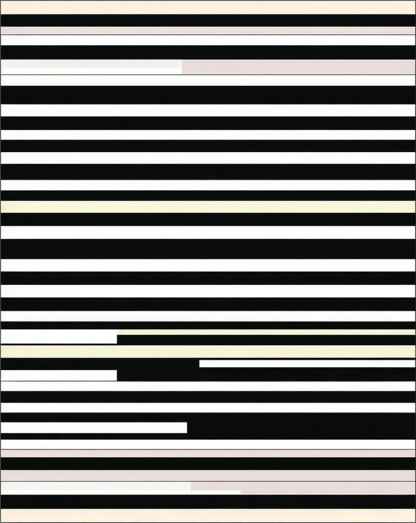 Bold Black White Cream Stripes Rug