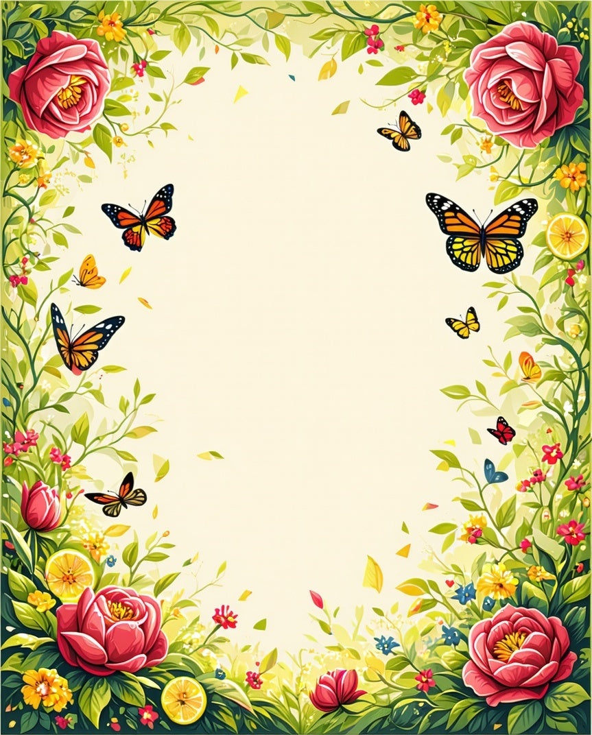 Vibrant Blossom Butterfly Surround Art Rug