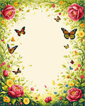 Vibrant Blossom Butterfly Surround Art Rug