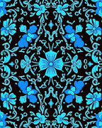 Azure Floral Swirl Pattern Rug