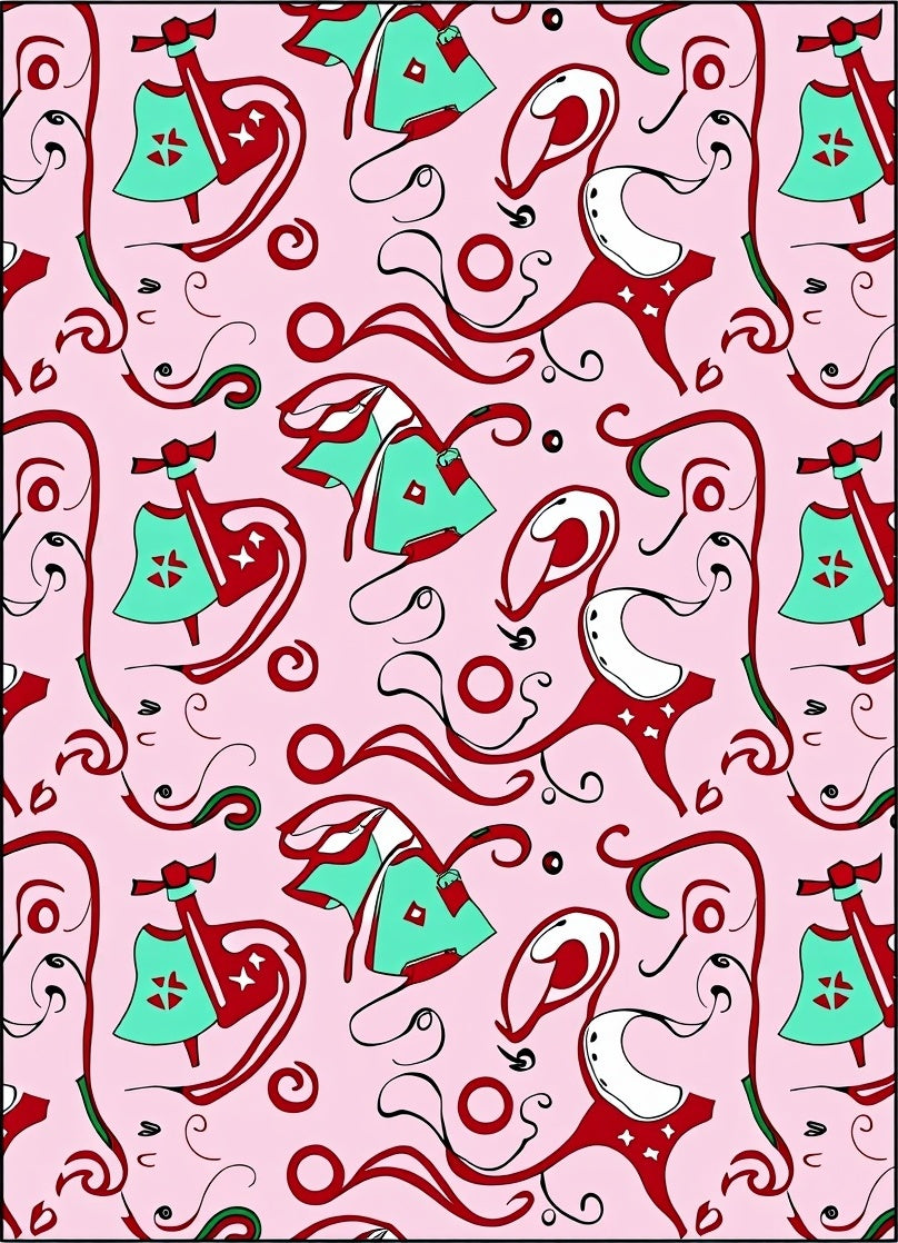 Whimsical Pink Red Teal Swirls Rug