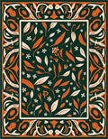 Orange Foliage and Floral Geometric Rug