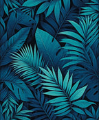 Tropical Deep Teal Leaf Pattern Rug