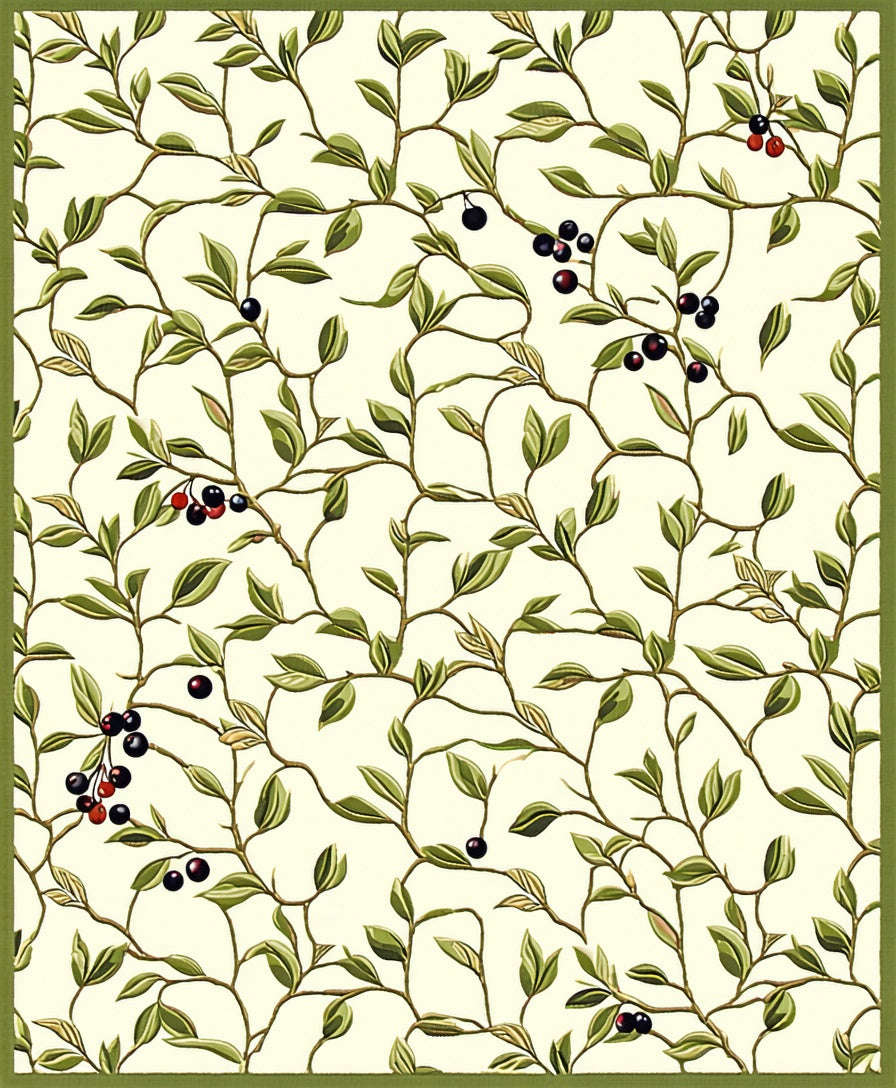Vineyard Berry Patterned Nature Art Rug