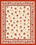 Red Floral Botanical Border Design Rug