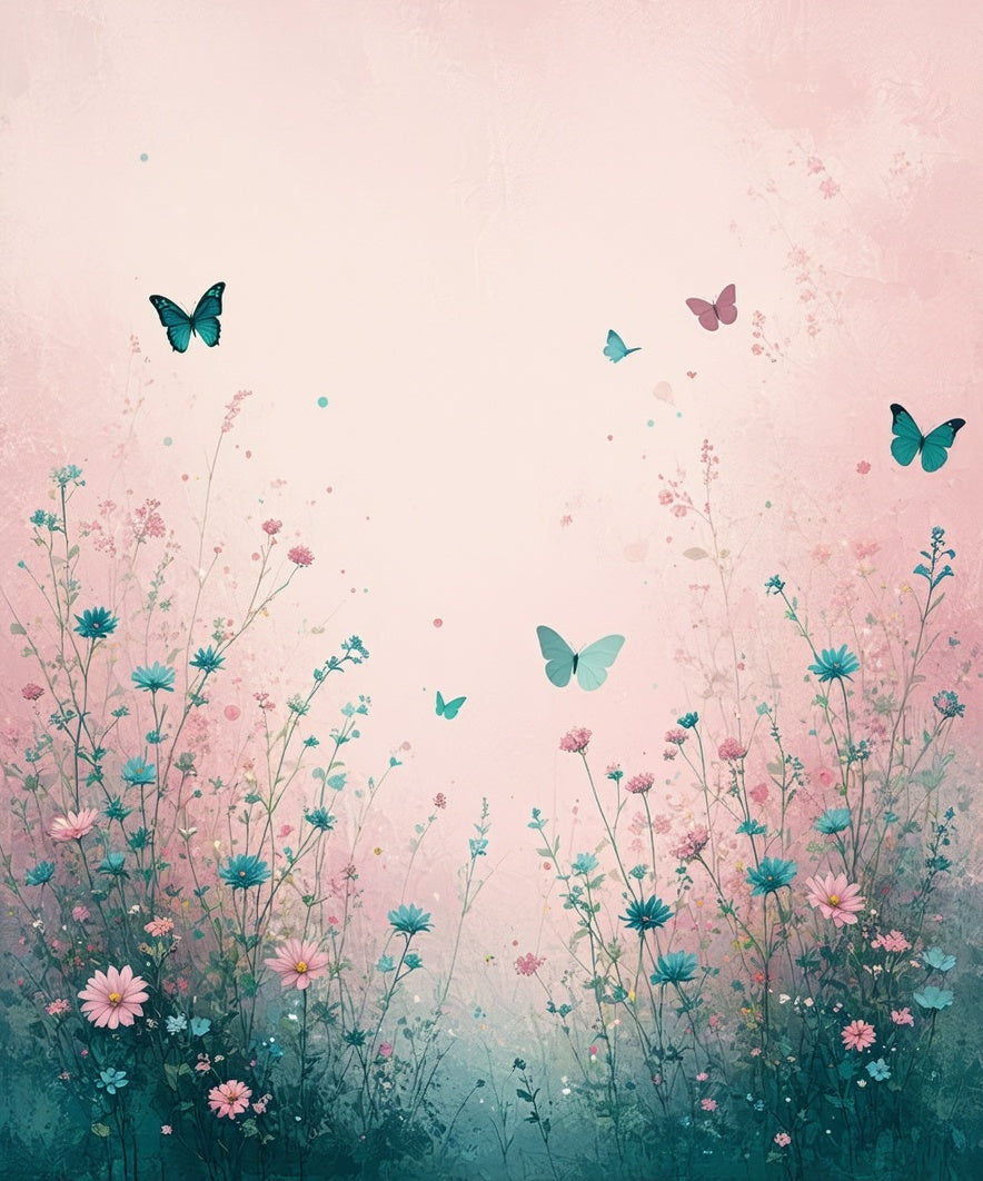 Dreamy Meadow Butterfly Floral Design Rug