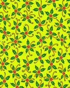 Vibrant Green Red Floral Swirls Rug