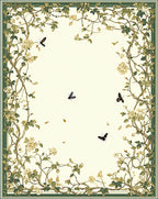 Vines Butterflies Blossoms Pattern Rug
