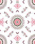 Pink Cream Coral Medallion Folk Art Rug