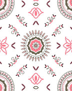 Pink Cream Coral Medallion Folk Art Rug